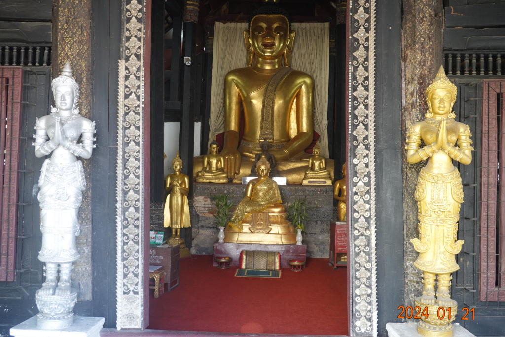 Large seated Buddha statue at Wat Buppharam, Chiang Mai, Thailand