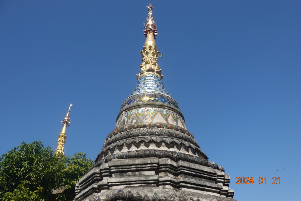 First of three chedis at Wat Chetawan, Chiang Mai, Thailand