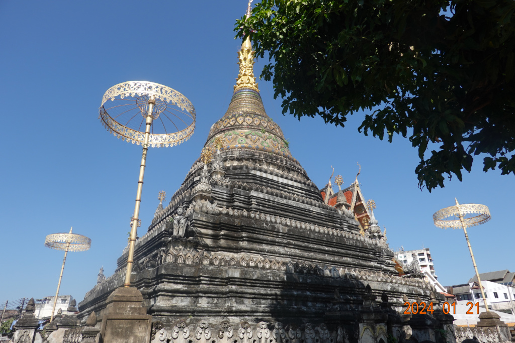 Second of three chedis at Wat Chetawan, Chiang Mai, Thailand