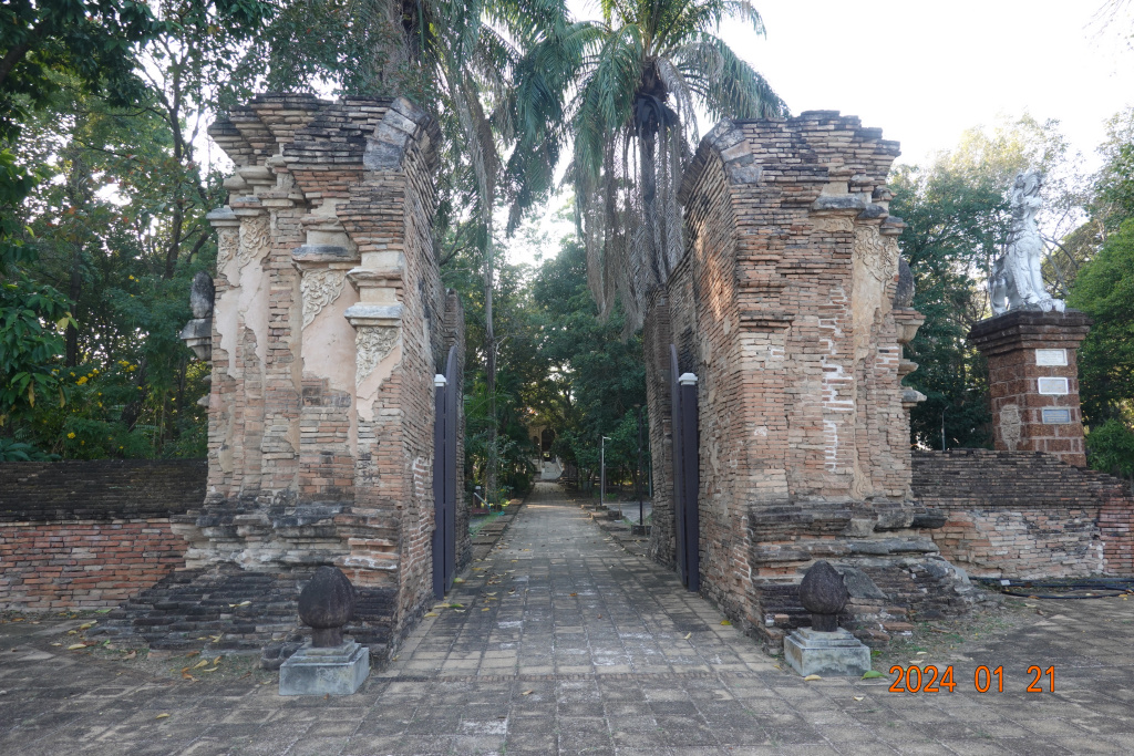 Original, now unused brick entrance to grounds, Wat Jed Yod, Chiang Mai, Thailand