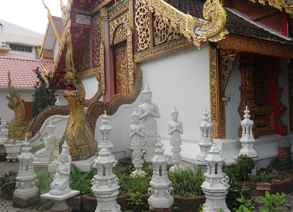 Front of viharn (worship hall) at Wat Fon Soi, Chiang Mai, Thailand
