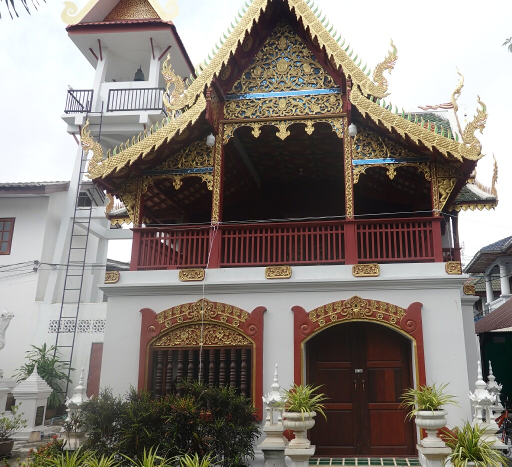 Ho Trai (library) and Ho Rakang (bell tower) at Wat Fon Soi, Chiang Mai, Thailand